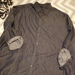 Men's Claiborne Grey Long Sleeve Button Up Top
